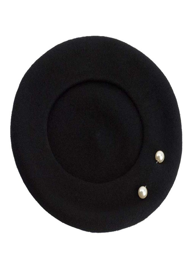 DECOU Solid Color Pearls Simple Combined Classic French Artist Beret Hat 100% Wool - Image 3